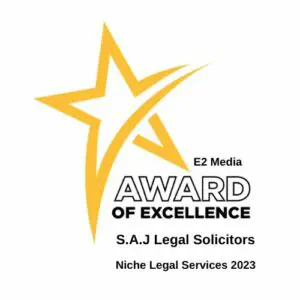 S.A.J Legal Solicitors Award of Excellence for Niche Legal Services 2023 by E2 Media