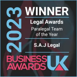 S.A.J Legal awarded Paralegal Team of the Year 2023 at UK Business Awards